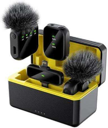 Micro Cravate Sans Fil 2.4GHz avec Boîtier de Charge – 2 Émetteurs + 1 Récepteur – 30m Portée, 36H Autonomie – iPhone, Android, Caméra, PC - Hold.ma